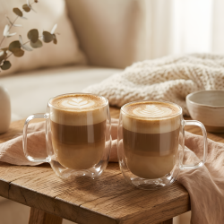 Double Wall Glass Mug 350 ml Set - 2 Pcs